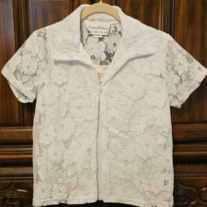 Vintage White Lace Blouse & Sleeveless Tank Top Size Small Giorgio Fiorlini